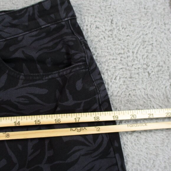 H&M No Fear Pants Womens 8 Black Wide Leg Loose Fit Twill All Over Print 29 x 31 - Picture 11 of 16